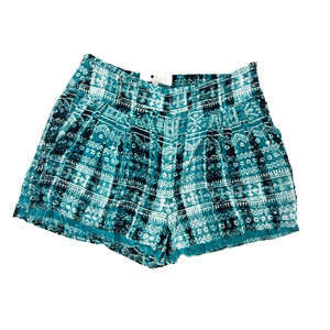 Flowy Boho Print Shorts Women's SIze 0 Turquois Teal Green